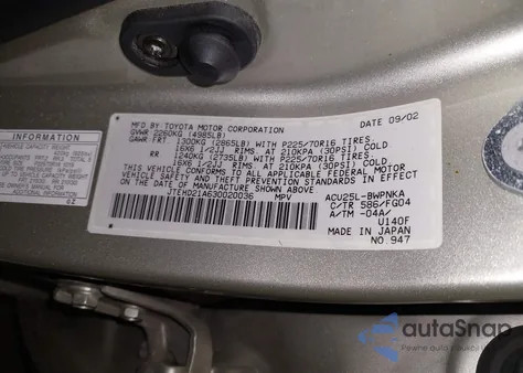 2003 Toyota Highlander from USA, damaged, VIN JTEHD21A630020036